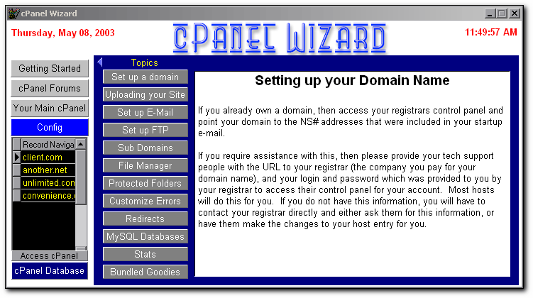 CPanel Wizard Screenshot